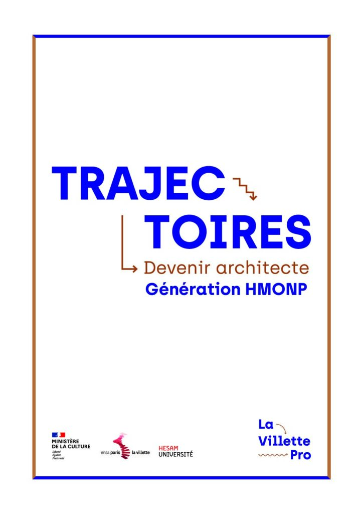 Première page de la ressource PDF Catalogue d'exposition : « Trajectoires. Devenir architecte : Génération HMONP » - 2023