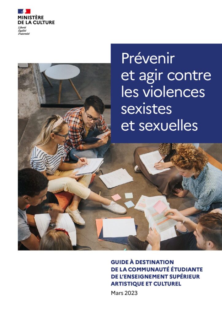 Première page de la ressource PDF Guide du ministère de la Culture : Prévenir et agir contre les violences sexistes et sexuelles - communauté étudiante, 2023