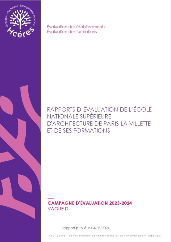 Première page de la ressource PDF HCÉRES Rapport d'évaluation Vague D – 2023-2024