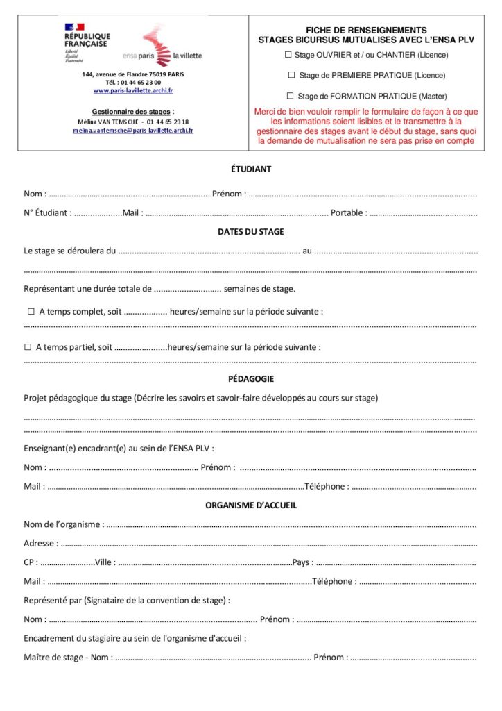 Première page de la ressource PDF Fiche de renseignement bi-cursus