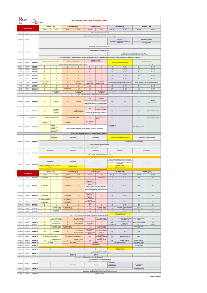 Première page de la ressource PDF Calendrier universitaire - Cycles Licence et Master, 2025-2026