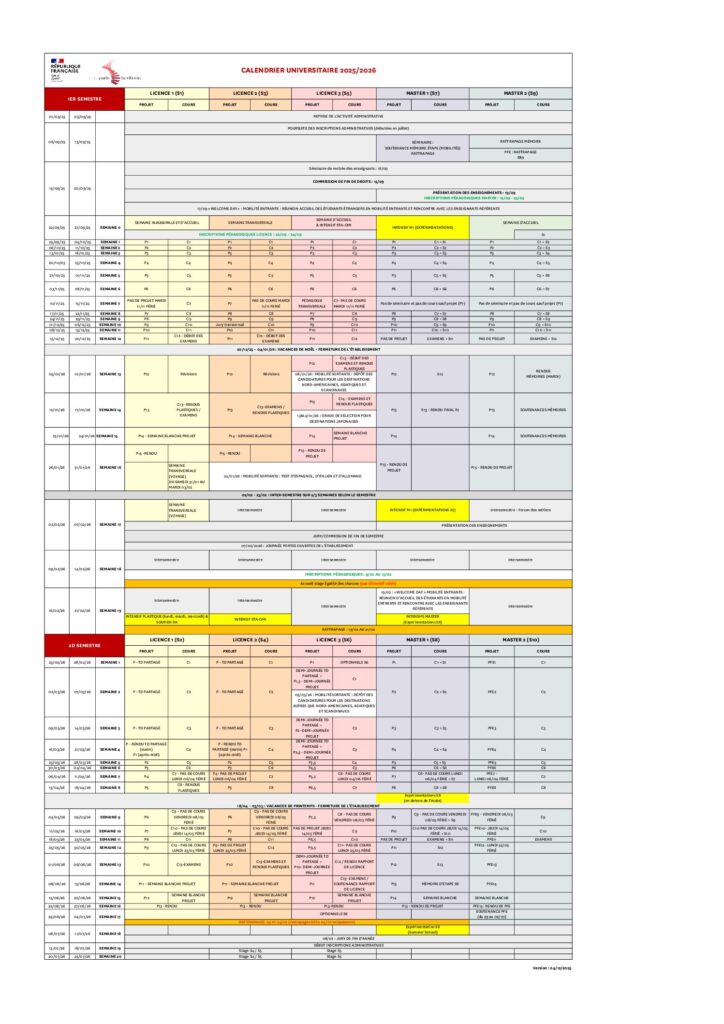 Première page de la ressource PDF Calendrier universitaire - Cycles Licence et Master, 2025-2026