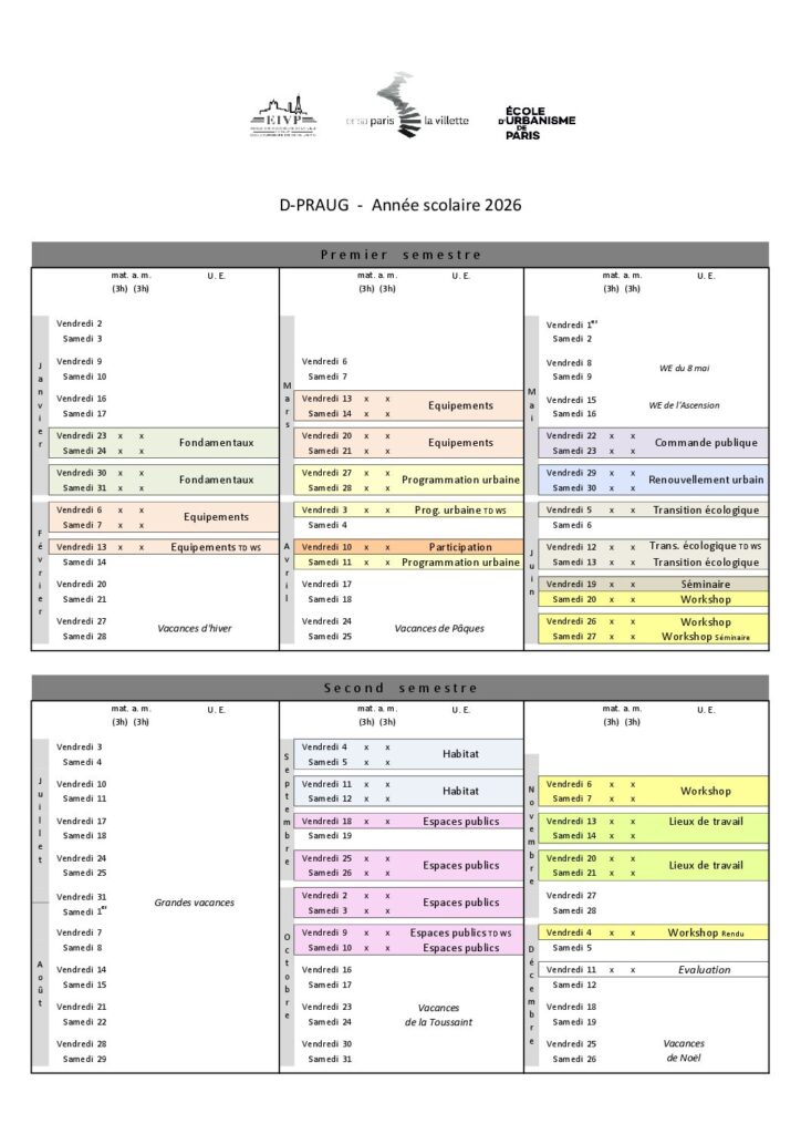 Première page de la ressource PDF D-PRAUG - Calendrier 2026