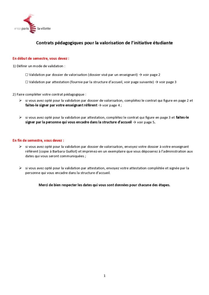 Première page de la ressource PDF Contrat pédagogique - Valorisation de l'engagement étudiant, 2026-2027