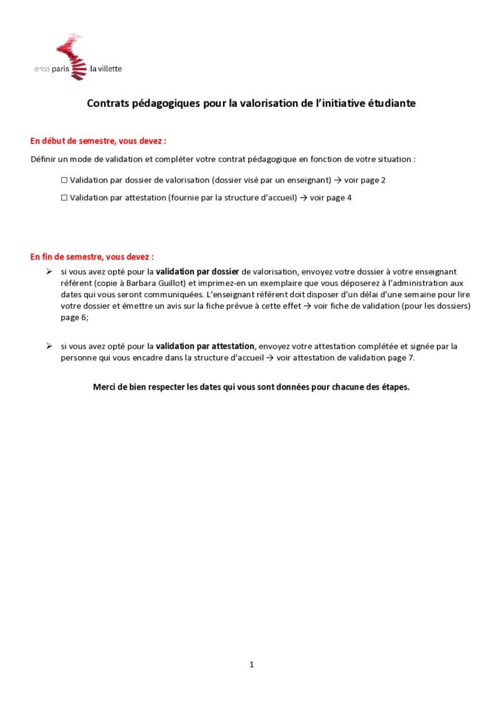 Première page de la ressource PDF Contrat pédagogique - Valorisation de l'engagement étudiant, 2026-2027