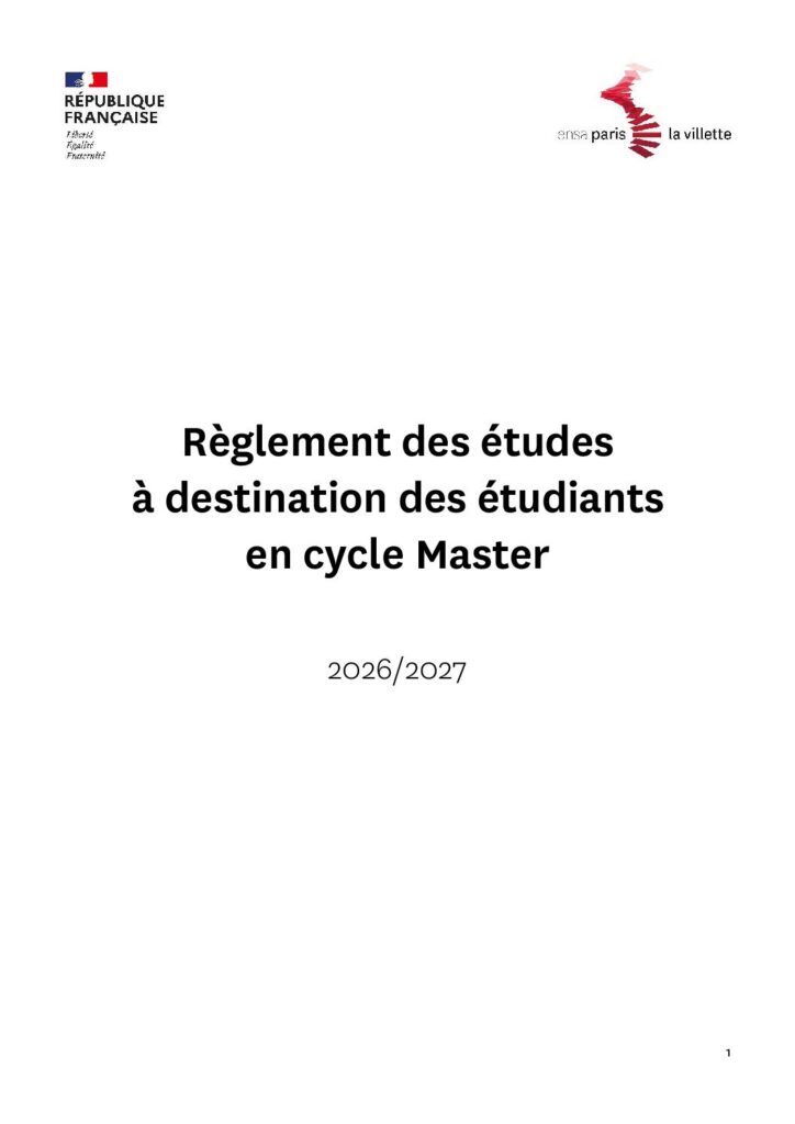 Première page de la ressource PDF Règlement des études du Cycle Master, 2026-2027